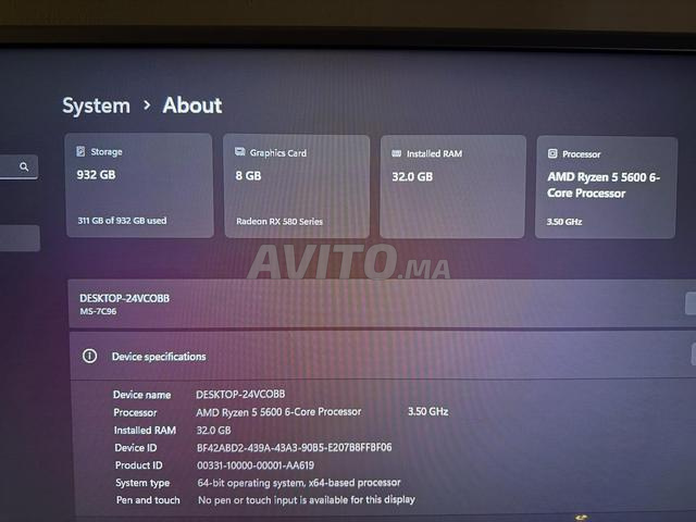 Ryzen 5 5600 / Rx 580 8gb / 32gb RAM / 1Tb Sata - 2