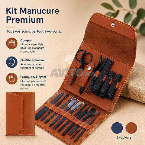 Kit manucure premium 18 pièces en cuir - Nouveau