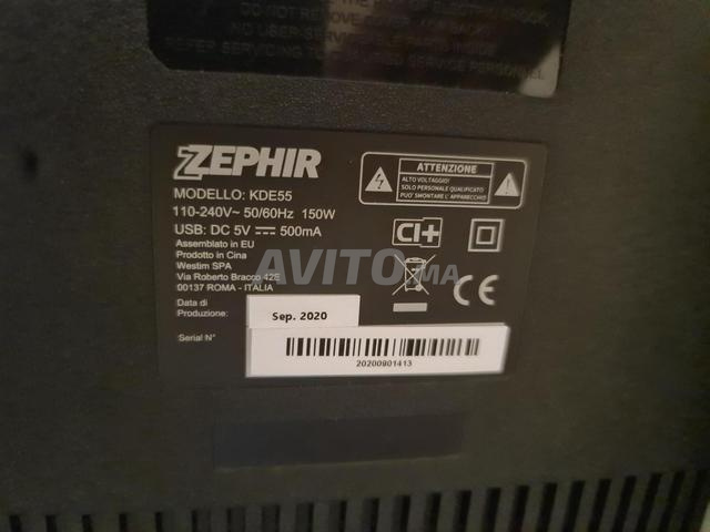 TV Zephir 55 4K Europe Made Italy Rome propre - 2