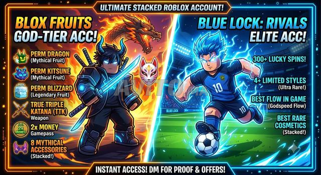Compte Roblox Blox Fruits et Blue Lock Rivals