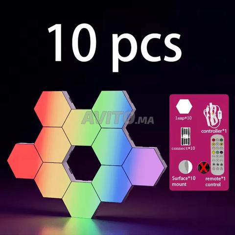 لوحات LED سداسية RGB 10 قطع