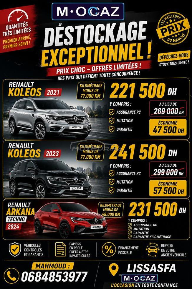 Koleos 2021/2023 & Arkana Techno 2024 - Prix Choc