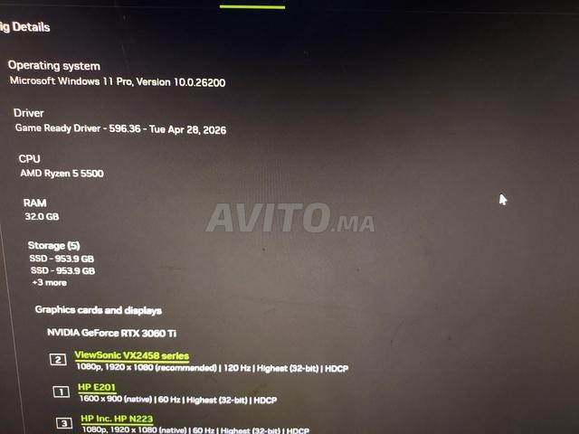 Setup complet RTX 3060TI 3 écrans