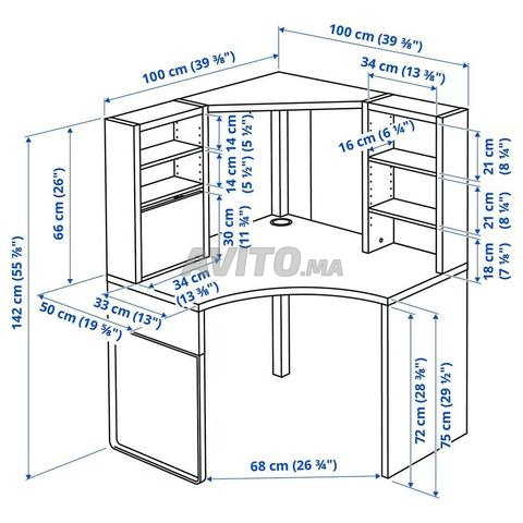 Bureau | Poste de travail d'angle, blanc - 2