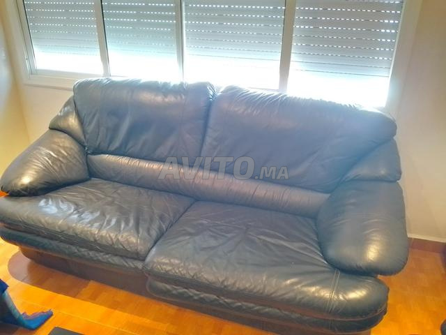 Canapé cuir et fauteuil