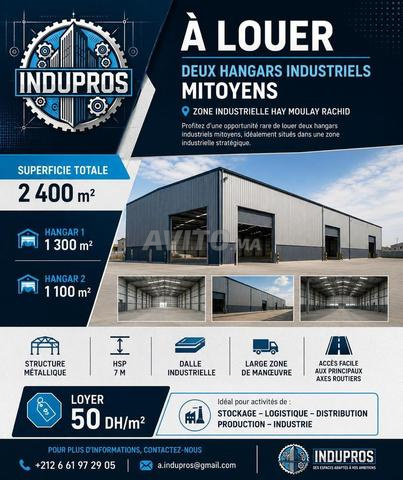 À LOUER 2 HANGARS ZONE IND HAY MOULAY RACHID