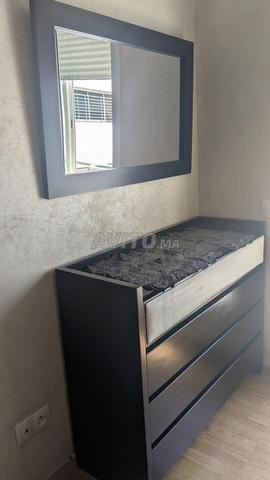 Chambre à coucher - Bois sombre Simili cuir crème