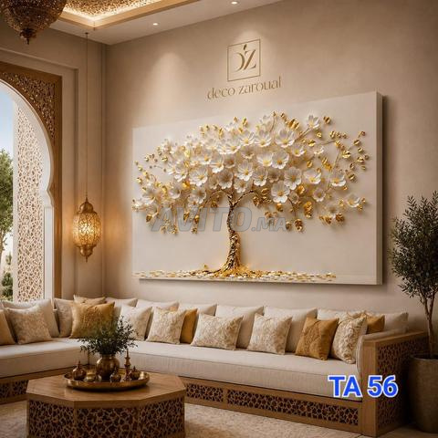 Tableau 3D Luxe pour Salon | Arbre de Vie Doré | - 2