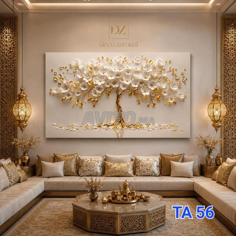 Tableau 3D Luxe pour Salon | Arbre de Vie Doré |