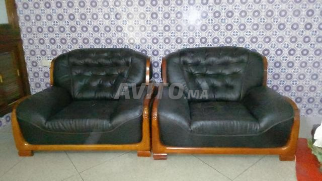 Fauteuils en cuir véritable en bon état - 2