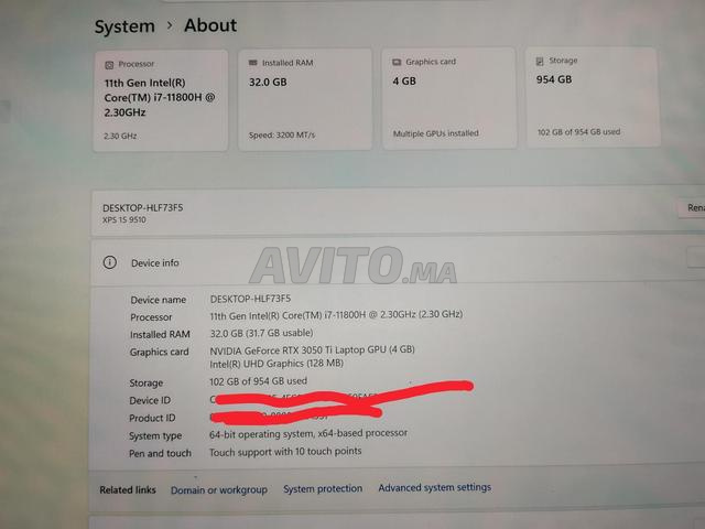ديل XPS9510 RTX3050Ti 32G/1Tb لمس
