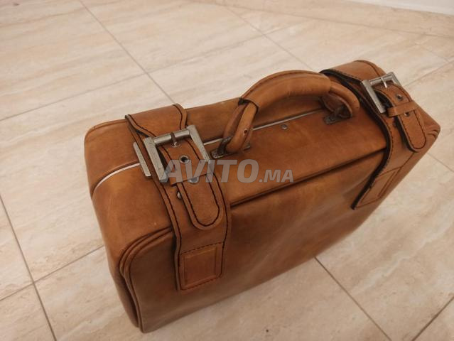Valise vintage en cuir véritable – Années 1950/60