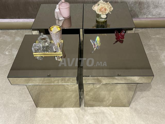 طاولة قهوة مربعة من الزجاج البرونزي - 2