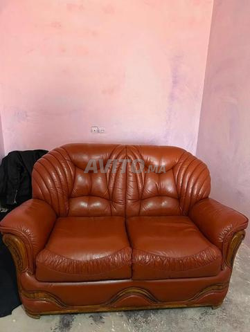 Salon en vrai cuir de 3 pièces