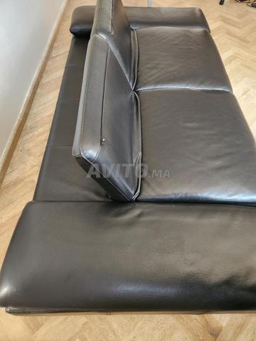 Canapé en Cuir Noir Banquette assortie pieds inox - 2