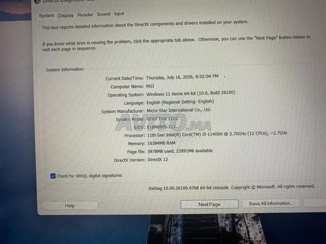 MSI GF63 RTX 3050 i5 16GB - 2