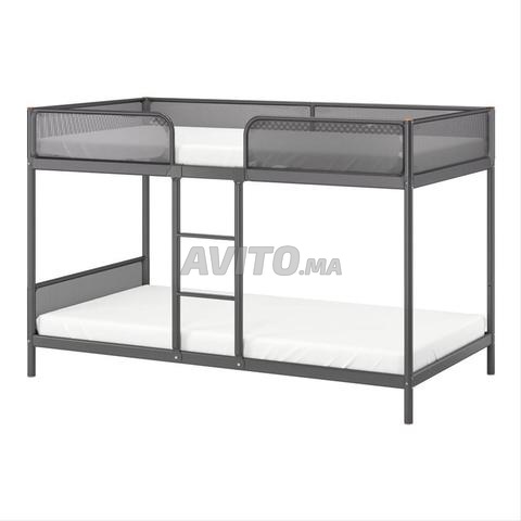 هيكل سرير بطابقين، رمادي داكن، 90x200 سم - 2