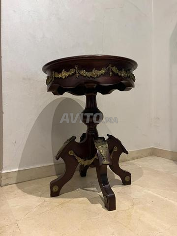 Guéridon / Table d’appoint (marbre vert et laiton) - 2