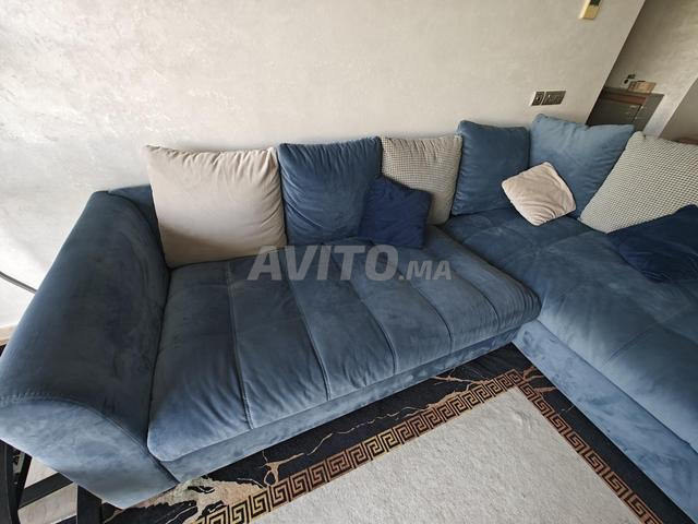 أريكة زاوية زرقاء مريحة مقاومة للبقع - 2