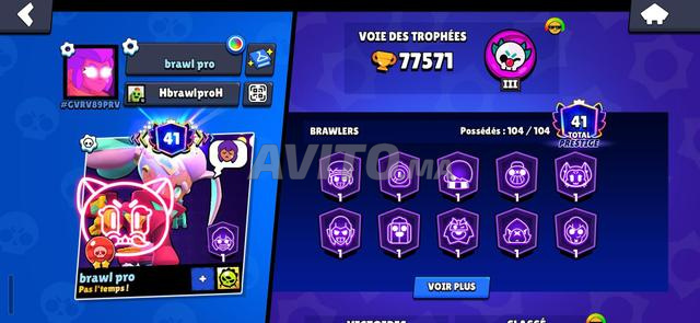 Compte Brawl Stars 78k trophées 300 skins 41 prestige