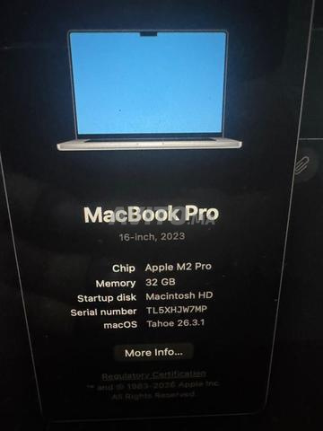 MacBook Pro 16 2023 - M2 Pro - 32Go RAM - 1To SSD - 2