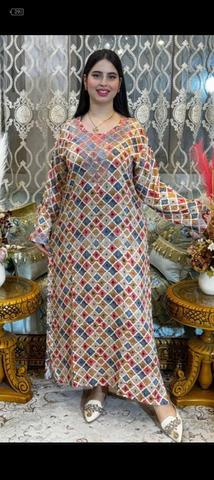 قميص ساتيني مطرز بخطوط L XL XXL - 2