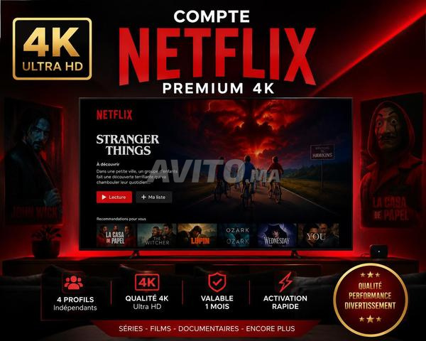 Compte Netflix 4K complet 4 profils 1 mois