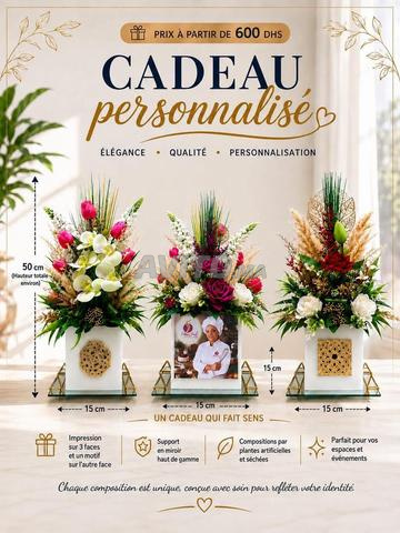 cadeau personnalisé avec plante artificielle