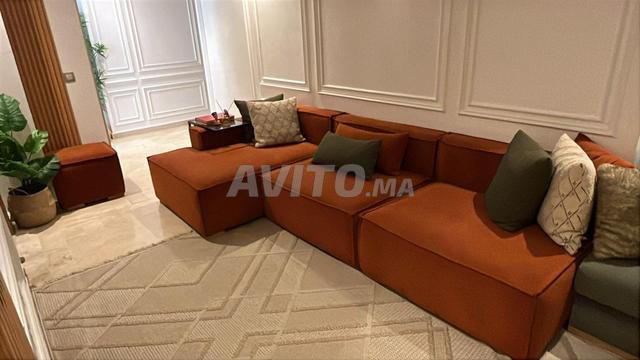 Canapé modulaire et pouf en Excellent état - 2