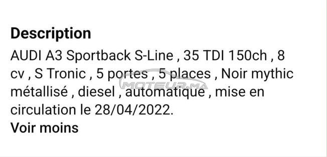 Audi A3 Berline Diesel Automatique 2022 à Meknès
