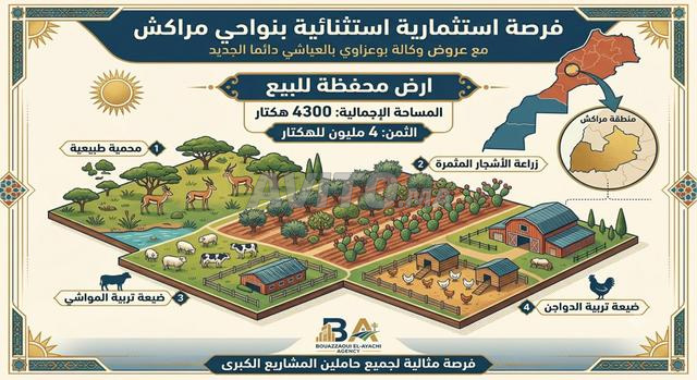 À VENDRE UNE TERRAIN DE 4300H À REGION MARRAKECH