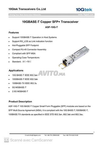 Module SFP plus RJ45 10G H Fiber HSF 10G2 T Neuf - 2
