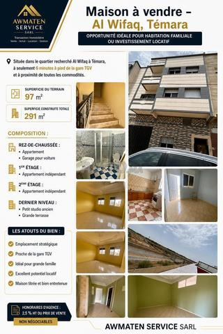 🏡 Maison à vendre – Al Wifaq, Témara
