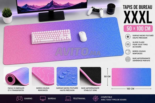 Tapis Souris XXXL 100x50 Rose Bleu Topo - 2