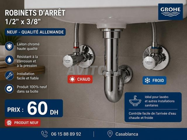 Robinet Équerre GROHE 1/2 × 3/8    روبيني ايكير - 2