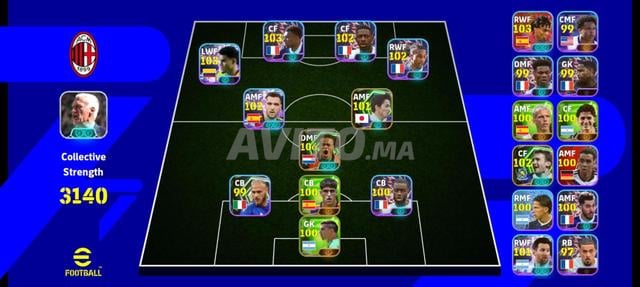 Compte PES propre avec 700 coins David 106, pack France