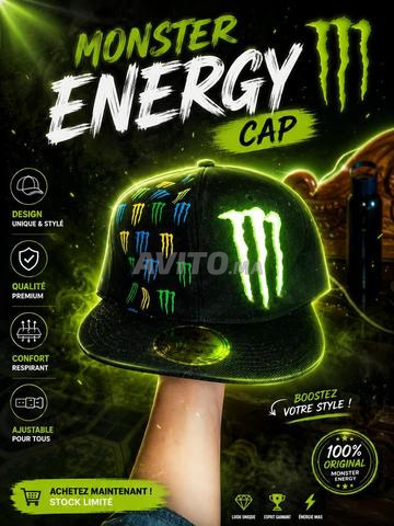 قبعة Monster Energy Snapback سوداء مقاس 59 سم - 2