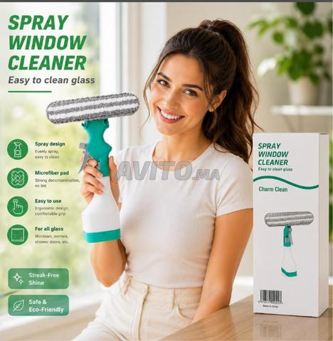 Nettoyant pour vitres avec pulvérisateur intégré et raclette microfibre