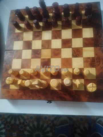 Jeu d'échecs en bois artisanal - Pliable et Complet - 2