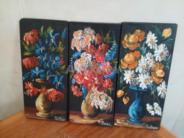 3 peintures à l'huile peintes
