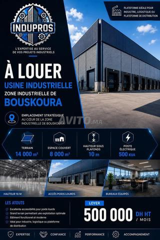 À LOUER – USINE INDUSTRIELLE À BOUSKOURA
