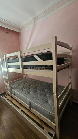 Lit superposé en bois blanc 1 Matelas supérieur - 2