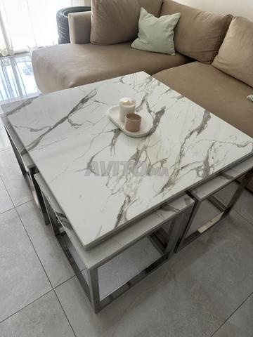 Table basse de salon effet marbre - 2