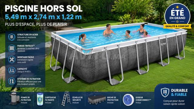 Piscine Rectangulaire Portable 5,49 m x 2,74 m x 1,22 m - 2
