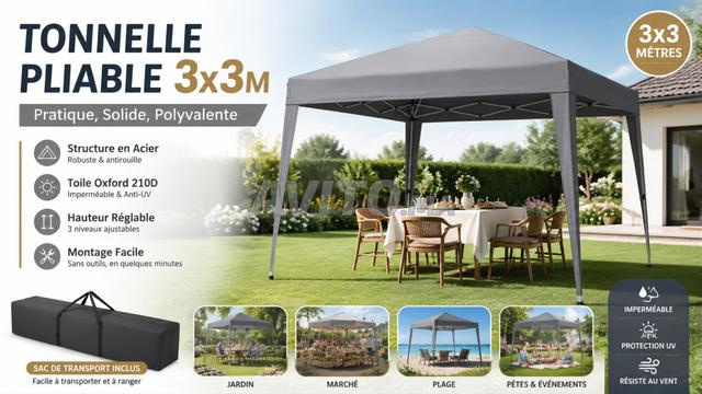 Tonnelle de Jardin Extérieur 3x3M -GRISE- - 2