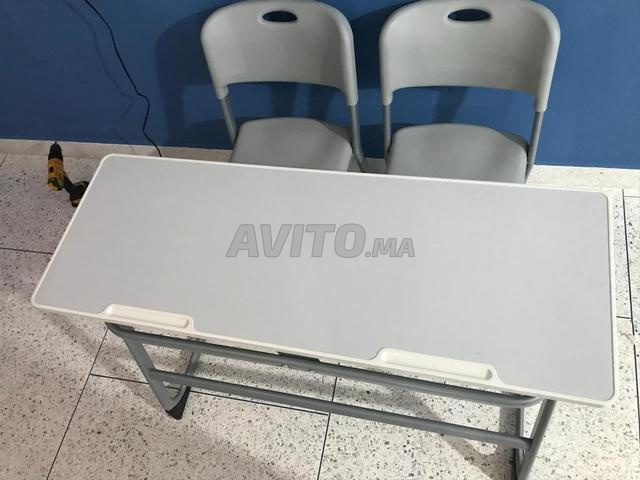 Table scolaire double avec paniers de rangement