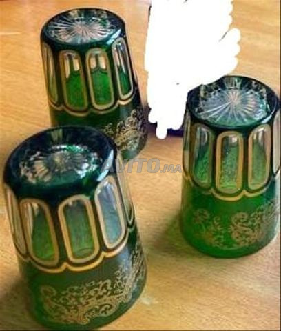 3 Verres Saint-Louis Cristal Vert - 2