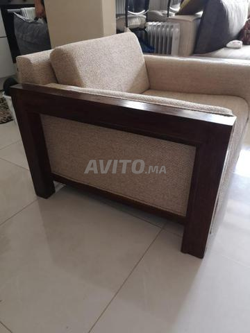 Fauteuil Salon Bois Americain Tissue Bouclette - 2