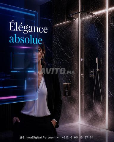 Douche en marbre noir moderne pour Meknès