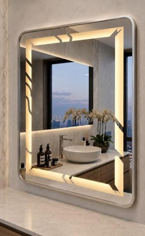Miroir LED moderne avec horloge digitale - 2